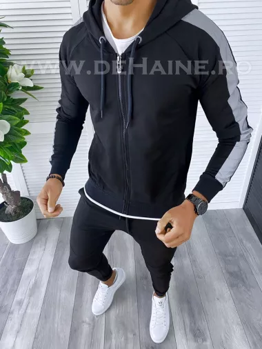 Trening barbati negru pantaloni + hanorac B6788 N7-4.1